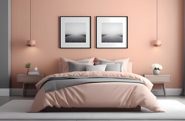 Trend 2014 for peach color bedroom bedroom color. Gray walls , peachy beige pastel color furniture, sweat. Modern room design room interior design home interior. Living in a comfortable environment.