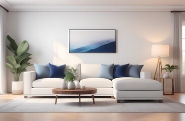 Living room in white colors. Modern elegant interior room home or hotel design. Restraint in colors, stylish decoration.