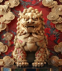 Fototapeta premium Golden lion statue