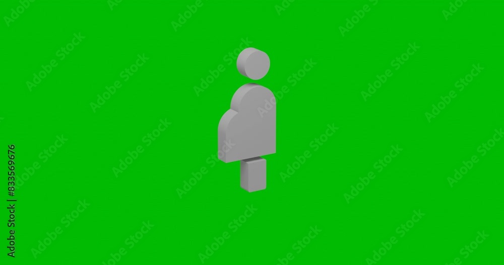 Poster animation of rotation of a white pregnant woman symbol with shadow. simple and complex rotation. sea