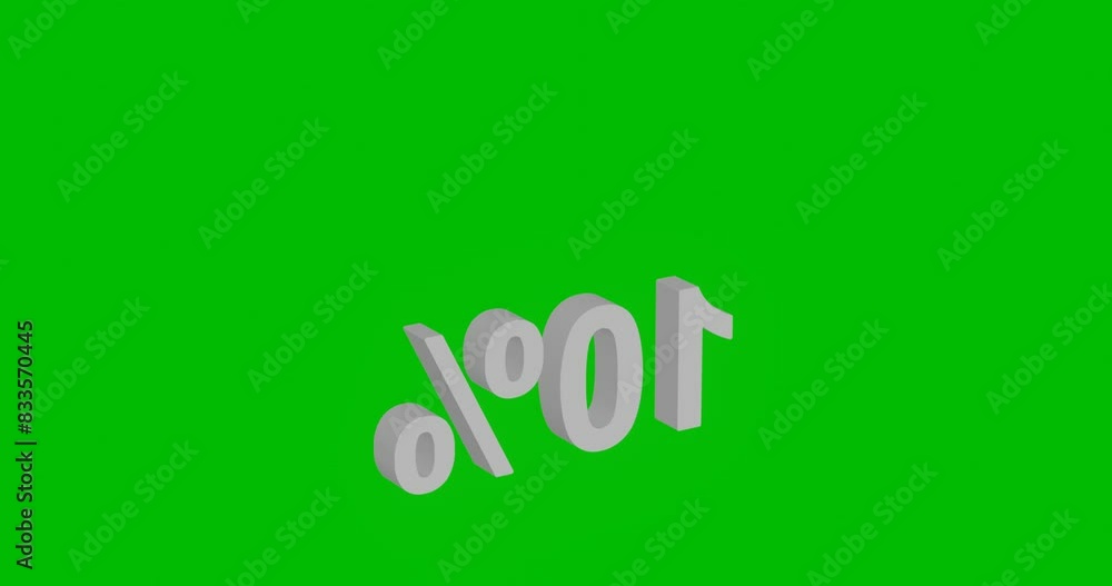 Poster animation of rotation of a white 10 percent symbol with shadow. simple and complex rotation. seamles