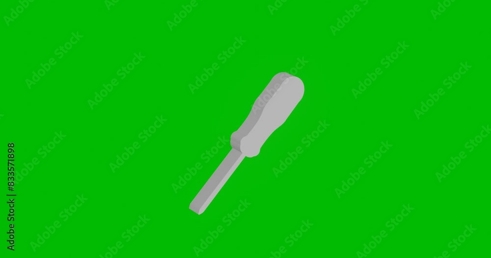Poster animation of rotation of a white a screwdriver symbol with shadow. simple and complex rotation. seam