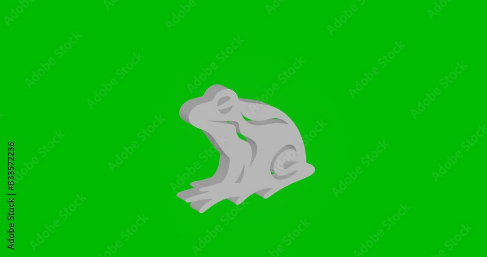 Poster animation of rotation of a white frog symbol with shadow. simple and complex rotation. seamless loop