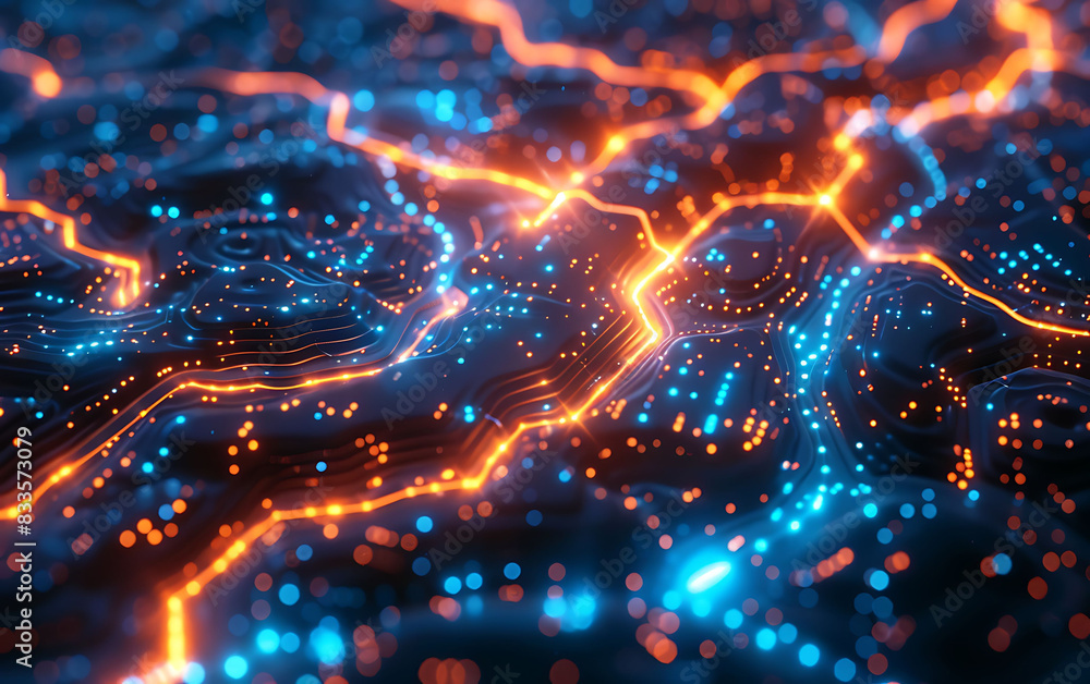 Fototapete close-up of cyber brain with glowing pathways, representing ai and quantum computing advancements