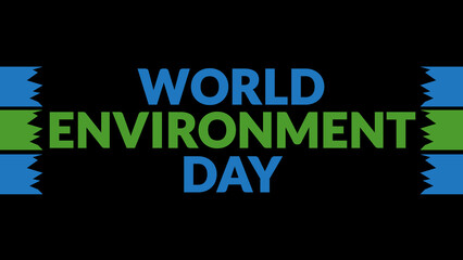 World Environment Day text on Black background with side lines, World Environment Day banner, card, illustration, poster for enjoying and celebrating Environment Day.