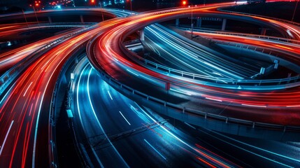 The illuminated highway intersection