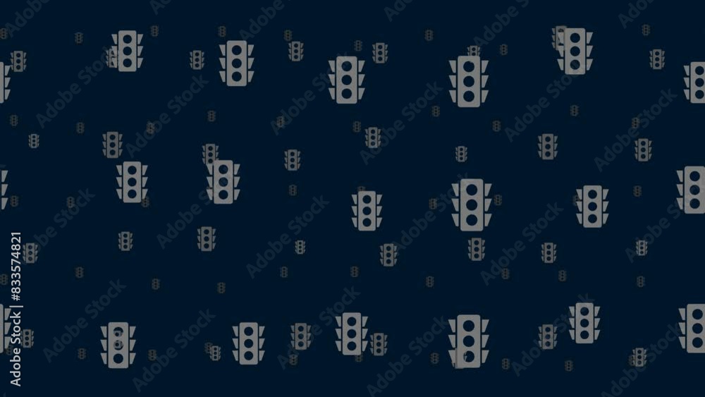 Poster traffic lights symbols float horizontally from left to right. parallax fly effect. floating symbols 