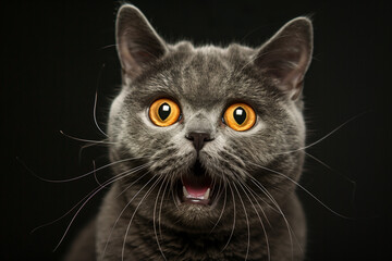 a surprised British shorthair cat generated by AI