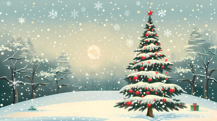 Snow landscape vector illustration. Best use for holiday or winter theme design