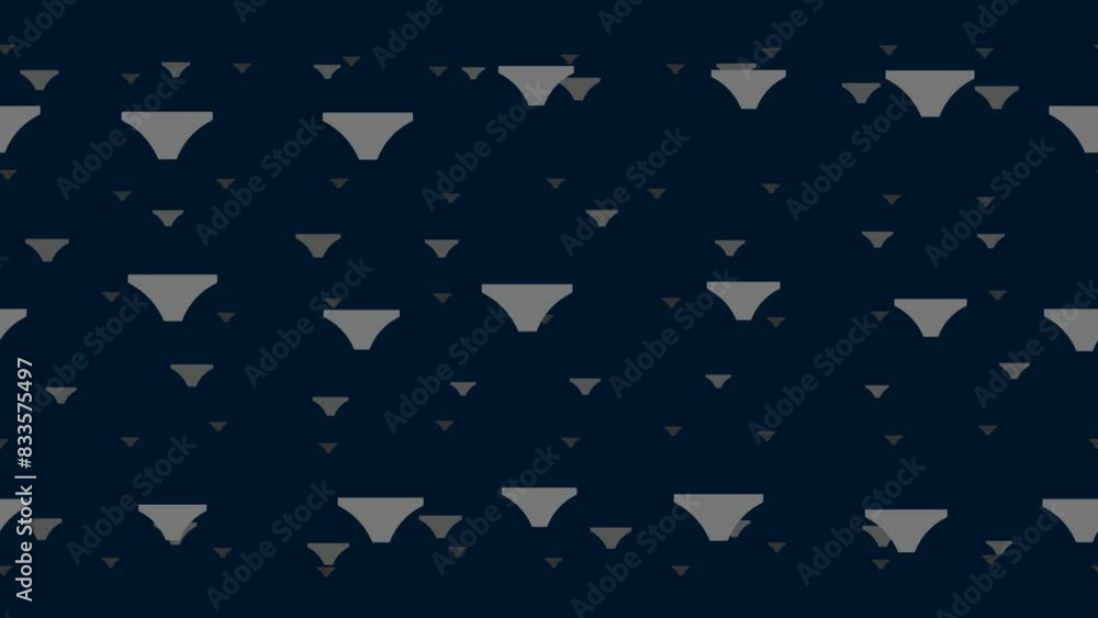 Poster women's underpants symbols float horizontally from left to right. parallax fly effect. floating symb