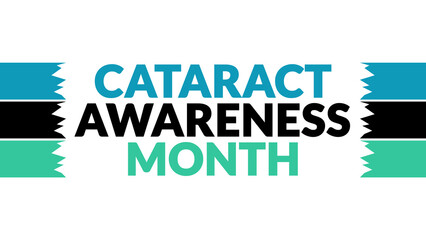 Cataract Awareness Month text on White background with side lines, Cataract Awareness Month banner, card, illustration, poster for celebration.