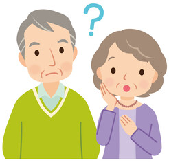 Fototapeta premium 分からない表情の高齢者夫婦 疑問 シニア