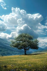 Lonely Tree on a Hillside