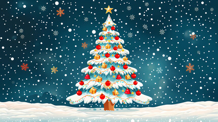 Obraz premium Snow landscape vector illustration. Best use for holiday or winter theme design