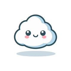 cute kawaii chibi white cloud cartoon character vector illustration template design