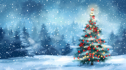 Obraz premium Snow landscape vector illustration. Best use for holiday or winter theme design