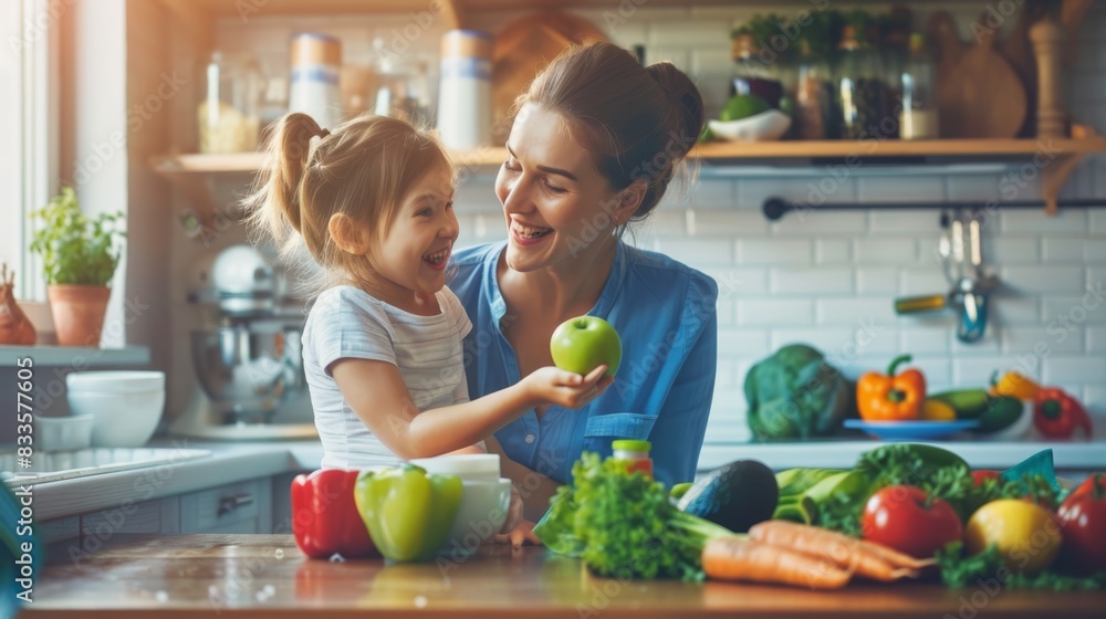 Poster the mother and daughter cooking