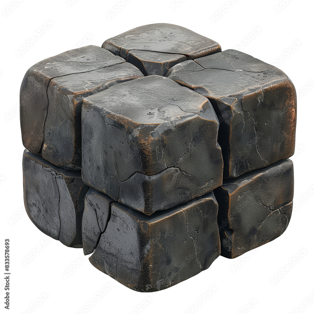 Poster [transparent background png]abstract stone cube on transparent background