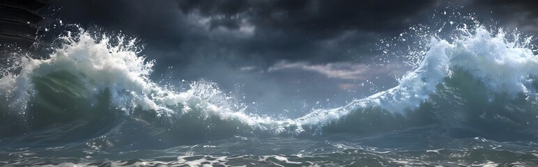 Blue Water Wave with White Splash