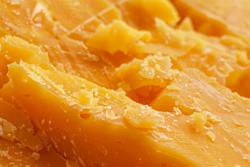 Cheddar cheese in close-up, macro photography