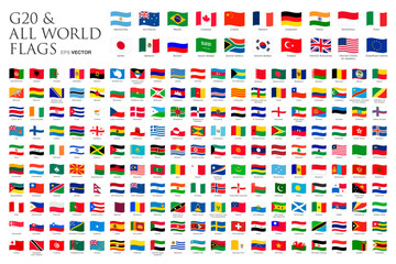All world and G20 flags(waving) vector illustration