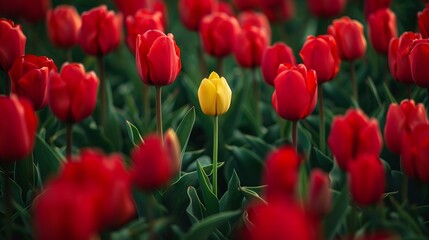 a garden full of tulips