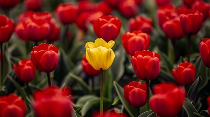 a garden full of tulips