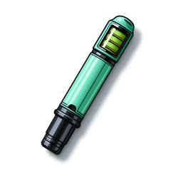 Green electronic cigarette isolated on white background with clipping path. 3D illustration.