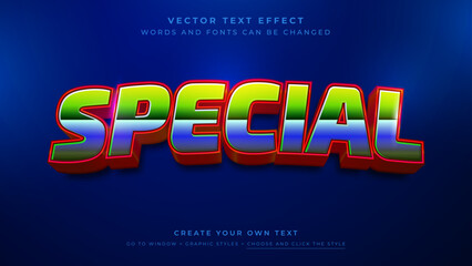 Dynamic vector text effect in bold, vibrant colors with a 3D style, Graphic styles