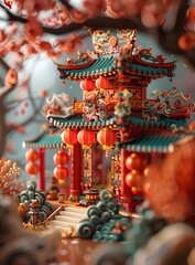 Obraz premium Miniature Chinese Traditional Architecture