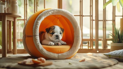 Adorable Puppy in Sushi-Shaped House