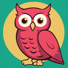 Happy Owl Red And Yellow Colorful vector illustration In White Background for design