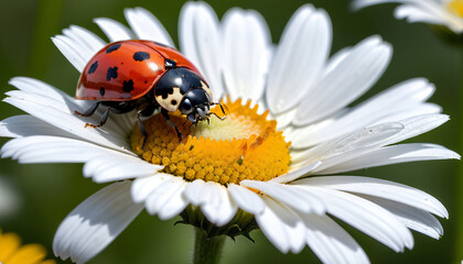 Ladybug on white flower