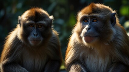 Obraz premium closeup group of wild monkey in nature