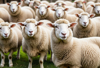 Fototapeta premium Many sheep in farm