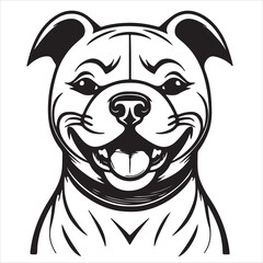 Happy Pitbull Dog vector illustration in Fully Transpared