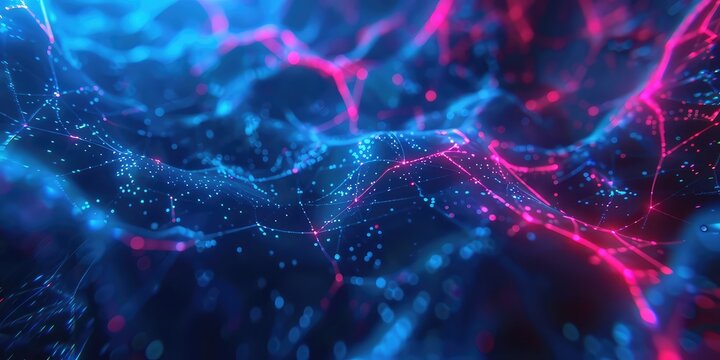 Digital background perfect for tech processes, neural networks, artificial intelligence, data transfer and encryption, digital archives, sound and graphic presentations, science, education, etc