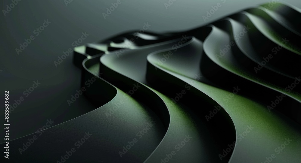 Aufkleber 3d render of abstract dark background with green and gray color