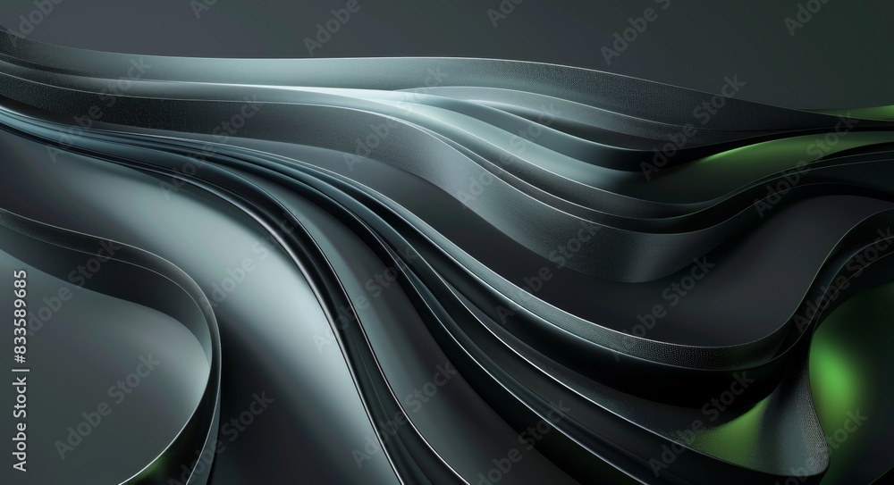Aufkleber 3d render of abstract dark background with green and gray color