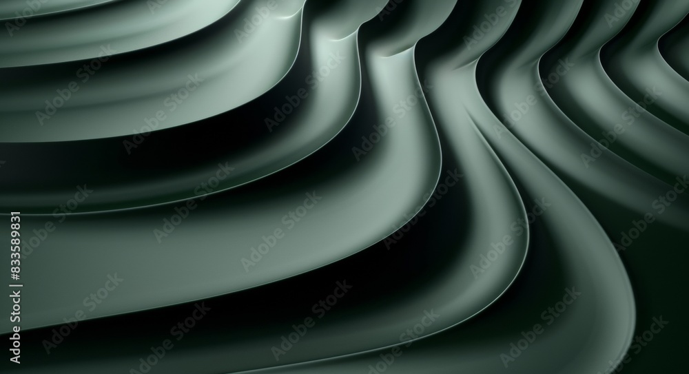 Poster 3d render of abstract dark background with green and gray color