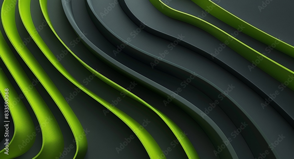Poster 3d render of abstract dark background with green and gray color