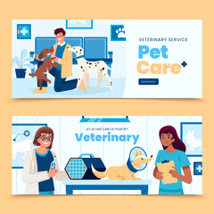 Veterinary banners in flat design