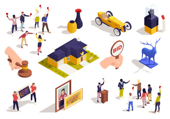 Auction house elements in isometric view