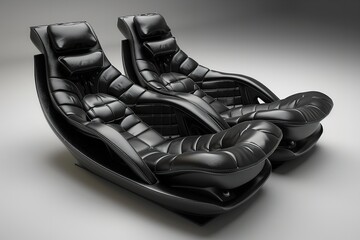 Car seat set in 3D, chair, and rendering of automobile leather. Generative Ai