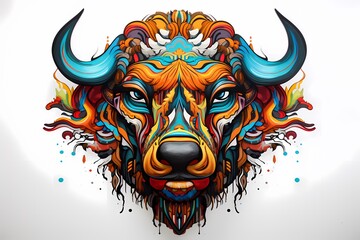 street graffiti design, colorful buffalo graffiti