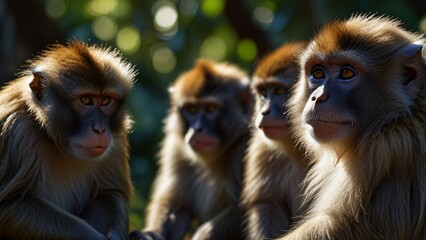 Obraz premium closeup group of wild monkey in nature