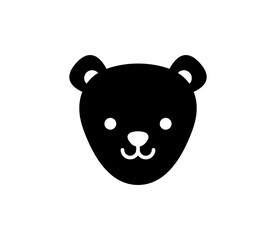 Bear icon. Simple black teddy bear head illustration.