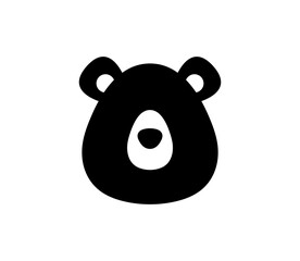 Bear icon. Simple black bear head illustration.