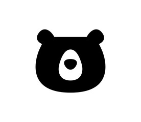 Bear icon. Simple black bear head illustration.