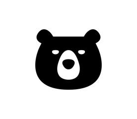 Bear icon. Simple black bear head illustration.